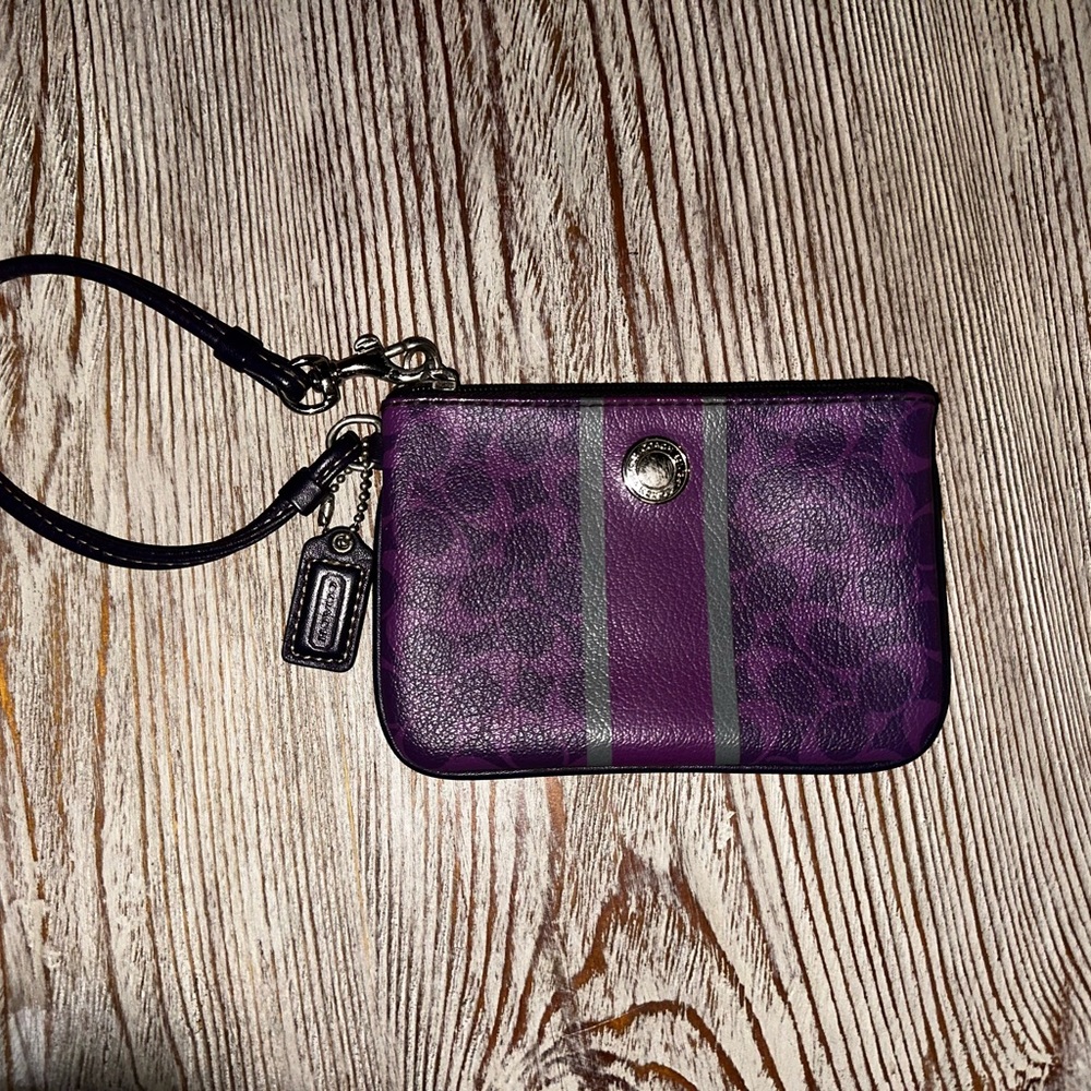 Coach Purple and Gray Wristlet